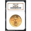 Image 1 : 1909-S $20 MS63 NGC. Bright and lustrous with a pinscratch just west of the Eagle's beak.From the Ge