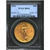 Image 1 : 1911 $20 MS62 PCGS. Struck with mildly granular surfaces that display nice matte luster. Free of sin