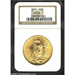 1915 $20 MS62 NGC. This more difficult Philadelphia Twenty displays bright matte-textured surfaces a