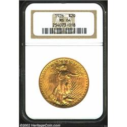 1926 $20 MS64 NGC. . Only a few light surface marks take away from this coin. This orange-gold Twent