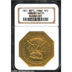 1851 $50 RE Humbert Fifty Dollar, 887 Thous. AU55 NGC. K-6, R.4. A minimally circulated example of t