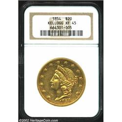 1854 $20 Kellogg & Co. Twenty Dollar XF45 NGC. K-2, R.4. This variety, the more common of the two kn