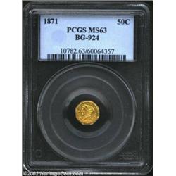 1871 50C Liberty Octagonal 50 Cents, BG-924, R.4, MS63 PCGS. A couple of stars as well as a few lett