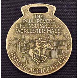 VINTAGE PAUL REVERSE LIFE INSURANCE WATCH FOB - KEY TAG