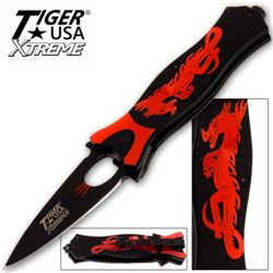 Tiger USA Xtreme Dragon Watch Assisted Open Knife Red