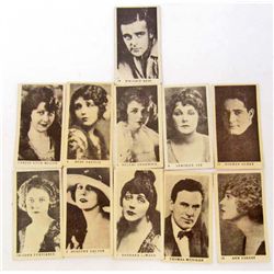 LOT OF 11 C. 1920'S SILENT MOVIE STARS CIGARETTE CARDS
