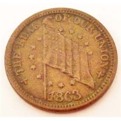 1863 CIVIL WAR ERA TRADE TOKEN - THE FLAG OF OUR NATION