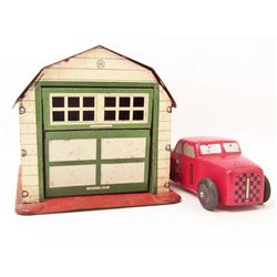 VINTAGE 1950S MARX TIN LITHO GARAGE WITH CAR