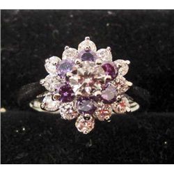 PURPLE AND WHITE AUSTRIAN CRYSTAL RING