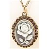 Image 1 : VINTAGE STYLE CAMEO ROSE POCKET WATCH WITH CHAIN