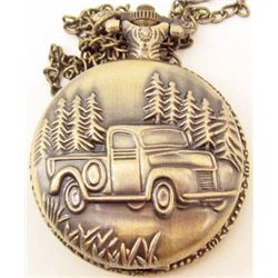 VINTAGE STYLE TRUCK POCKET WATCH WITH CHAIN