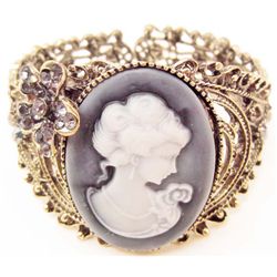 VINTAGE STYLE CAMEO AND AUSTRIAN CRYSTAL  BANGLE BRACELET