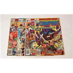 LOT OF 4  VINTAGE MARVEL CHAMPIONS COMIC BOOKS