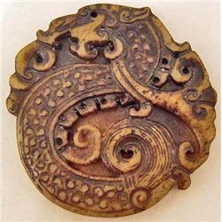 HAND CARVED OLD JADE DRAGON TABLET