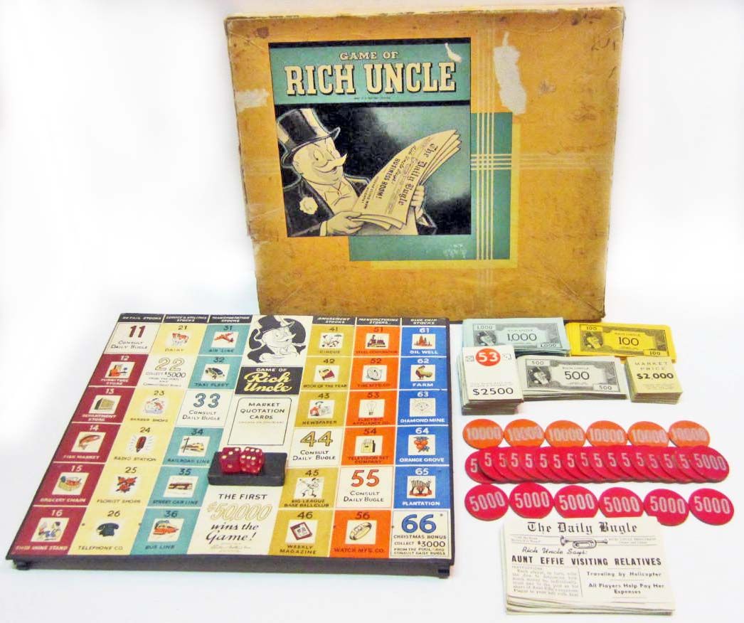 RARE VINTAGE 1920S PREMONOPLY RICH UNCLE BOARD GAME
