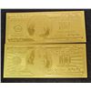 Image 2 : LOT OF 10 24K .999 GOLD 100 DOLLAR BANKNOTES BILLS