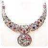 Image 1 : MULTI - COLOR AND SILVER ESTATE JEWELRY NECKLACE