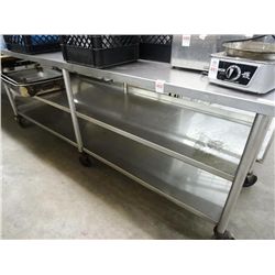 S/S 8' Rolling Table w/Double Undershelf