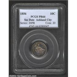 1856 10C PR64 PCGS. Small Date. Doubled Die Obverse. Greer-105, Breen-3295. All proof 1856 Seated Di