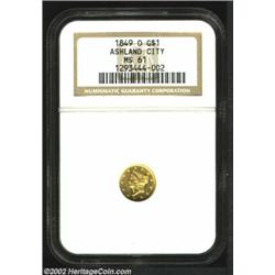 1849-O G$1 MS61 NGC. The first of two Mint State '49-O Gold Dollars in this important collection, th