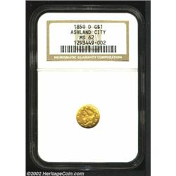 1850-D G$1 MS62 NGC. Winter 2-C, the only known dies. We are aware of only six 1850-D Gold Dollars t