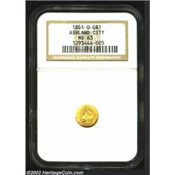 1851-O G$1 MS63 NGC. This coin was struck from a different die marriage than the BU representative i