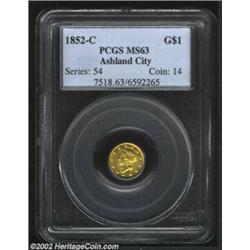 1852-C G$1 MS63 PCGS. Winter 7-H. Many extant '52-C Gold Dollars display noticeable striking incompl