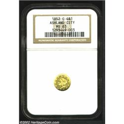 1852-C G$1 MS63 NGC. Winter 7-H. Although this coin is the same variety as the PCGS-certified exampl