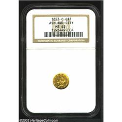 1853-C G$1 MS63 NGC. Winter 8-I. This coin is not specifically mentioned in Winter's Condition Censu