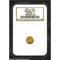 1853-O G$1 MS62 NGC. A strong candidate for inclusion in an O-mint type set, this coin possesses a t