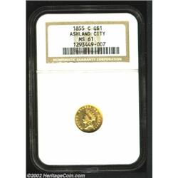 1855-C G$1 MS61 NGC. Winter 9-K, the only known dies. The 1855-C is the only Type Two Gold Dollar pr