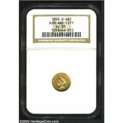 1855-O G$1 AU55 NGC. The final O-mint Gold Dollar, the 1855-O is also the only Type Two Gold Dollar.