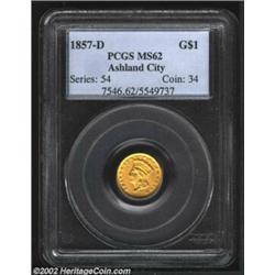 1857-D G$1 MS62 PCGS. Winter 9-K, the only known dies. This coin was previously offered as lot 7629.