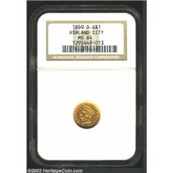 1859-D G$1 MS64 NGC. Winter 11-M, the only known dies. From 1854 through the outbreak of the Civil W