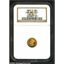 1860-D G$1 MS61 NGC. Winter 12-N, the only known dies. This coin was previously offered as lot 6126.