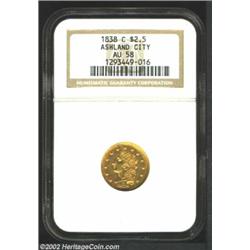1838-C $2 1/2 AU58 NGC. Winter 1-A. The 1838-C is popular not only because of the obverse mintmark p