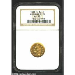 1838-C $2 1/2 AU58 NGC. Winter 1-A. The 1838-C is popular not only because of the obverse mintmark p