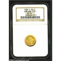 1839-C $2 1/2 MS61 NGC. Recut Date. Winter 2-B. While the more frequently encountered of the two Cha