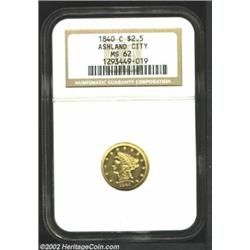 1840-C $2 1/2 MS62 NGC. Winter 1-A. The 1840-C is a moderately scarce Charlotte Quarter Eagle, but i