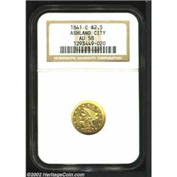 1841-C $2 1/2 AU58 NGC. Winter 2-B. The 1841-C is one of the rarest Charlotte Quarter Eagles. Only 1