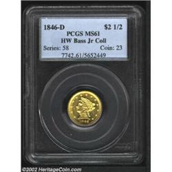 1846-D $2 1/2 MS61 PCGS. Ex: Bass. Winter 7-G. The 1846-D is one of the more commonly encountered D-