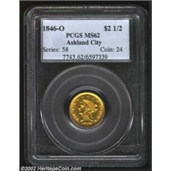 1846-O $2 1/2 MS62 PCGS. Even though the 1846-O has a substantial mintage of 62,000 pieces, it is su