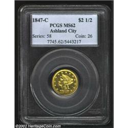 1847-C $2 1/2 MS62 PCGS. Winter 8-F. The 1847-C is the most available Charlotte Quarter Eagle by a s