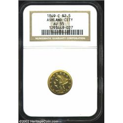 1849-C $2 1/2 AU55 NGC. Winter 11-G. Formerly sold in our 2001 Central States Sale, where the descri