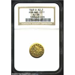 1849-D $2 1/2 AU58 NGC. Winter 11-L. One of the more conditionally rare D-mint issues from this deca