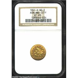 1851-O $2 1/2 XF45 NGC. Breen-6214. Repunched date. The date was originally entered with a heavy dow