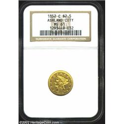 1852-C $2 1/2 MS61 NGC. Winter 14-I. A highly regarded and very scarce Charlotte Quarter Eagle both.