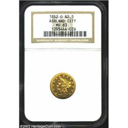 1852-O $2 1/2 MS63 NGC. Formerly sold in our February 2001 Long Beach Sale, with the description:  B