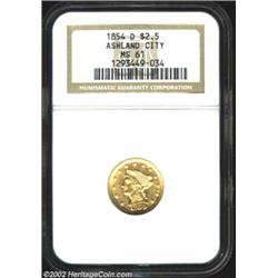 1854-D $2 1/2 MS61 NGC. Winter 17-L. Last sold at public auction in our 2000 Central States Sale wit