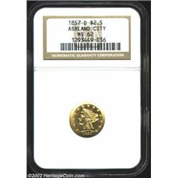 1857-D $2 1/2 MS62 NGC. Winter 20-L. Not only was the quantity of D-mint production increased follow